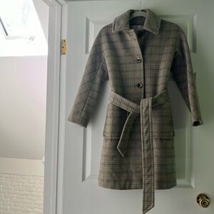 Gal meets glam XXS plaid, never worn, wool pea coat car coast